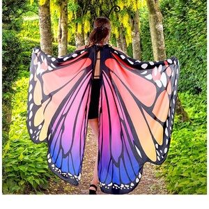 Butterfly Wings Antenna Headband Lace Mask Costume